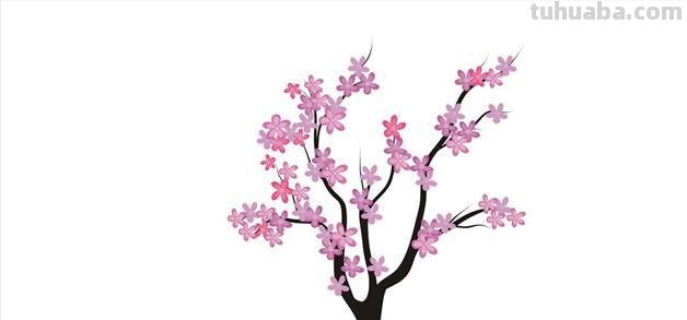 桃花树怎么画简笔画 只用紫色、绿色、蓝色彩笔不用其他东西画一幅桃花树?