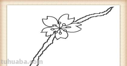 桃花树怎么画简笔画 只用紫色、绿色、蓝色彩笔不用其他东西画一幅桃花树？