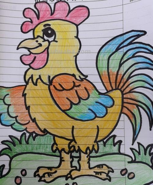 彩铅画的公鸡图片怎么画 简笔画公鸡的画法？
