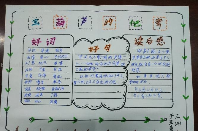 葫芦的秘密读书卡怎么做 宝葫芦的秘密阅读卡好词好句?