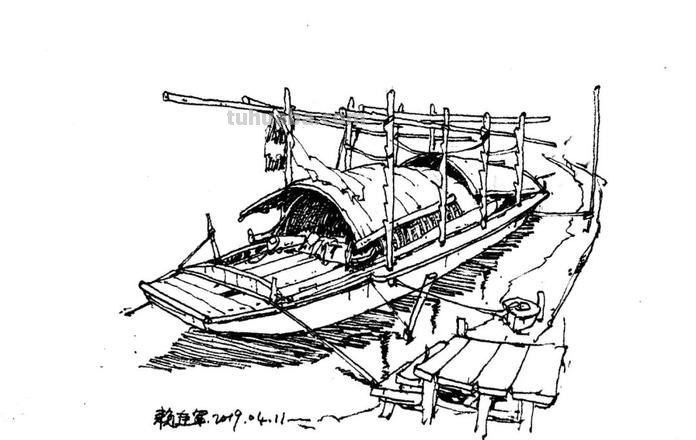 观光船速写 如何画船的风景速写？