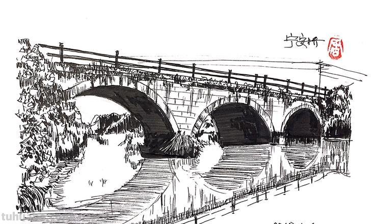 桥现代速写 五年级画桥简单又好看？