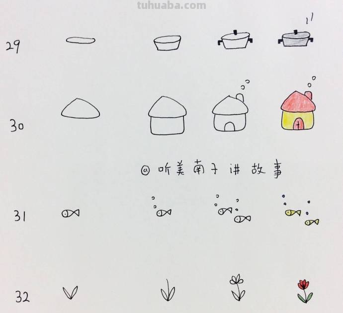 美南子的简笔画教程：可爱的生活