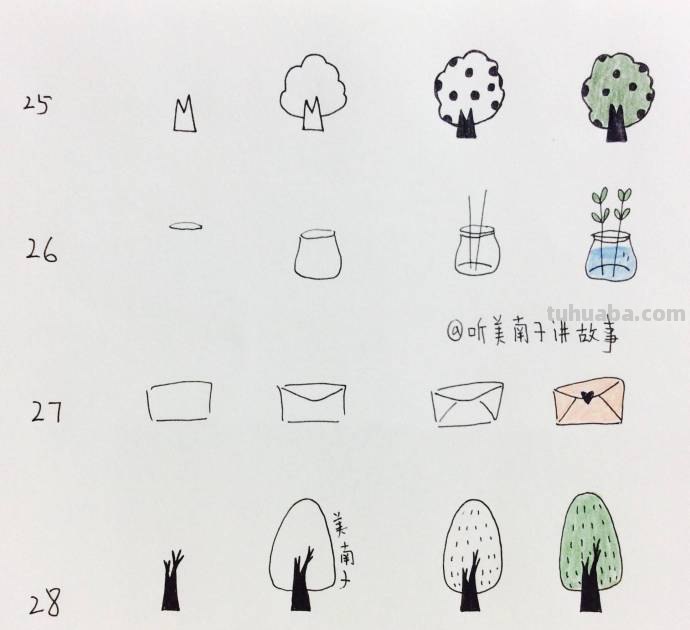 美南子的简笔画教程：可爱的生活