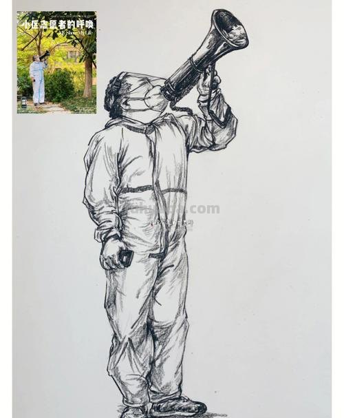 疫情医生速写 医护人员志愿者手绘主题画