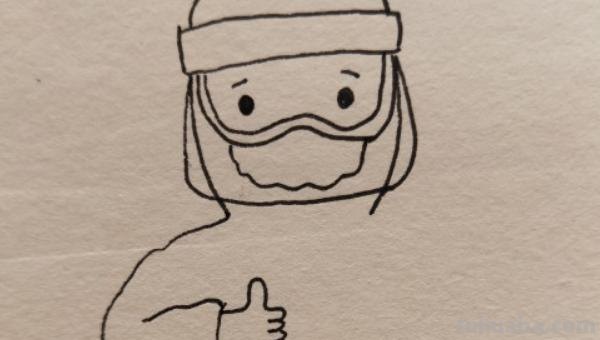 疫情医生速写 医护人员志愿者手绘主题画