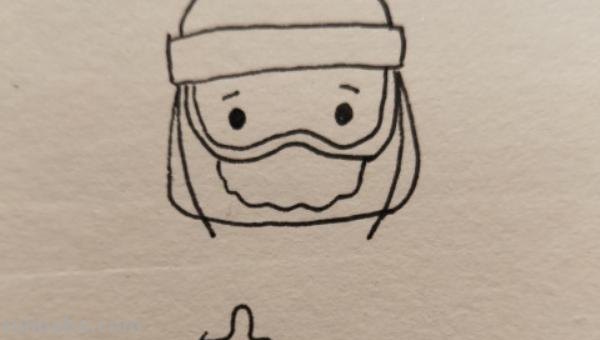 疫情医生速写 医护人员志愿者手绘主题画