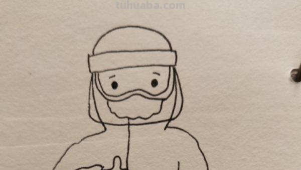 疫情医生速写 医护人员志愿者手绘主题画