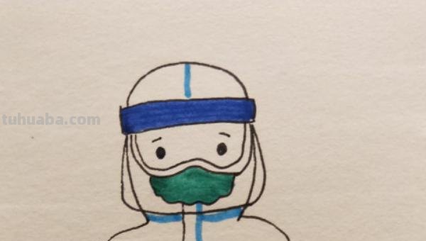 疫情医生速写 医护人员志愿者手绘主题画