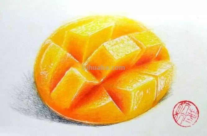 小学彩铅画教学芒果怎么画 立体水果拼盘彩铅画?