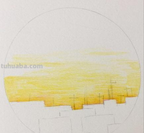 秋天晚霞的彩铅画怎么画 8-10岁画秋天景色彩铅?