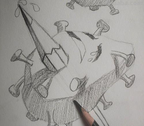 病毒的速写 抗击病毒的简笔画怎么画？