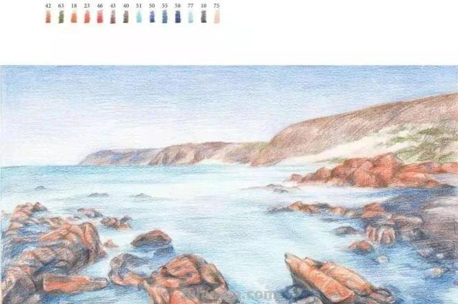 大海沙滩夜晚彩铅画怎么画 如何用彩笔画大海?