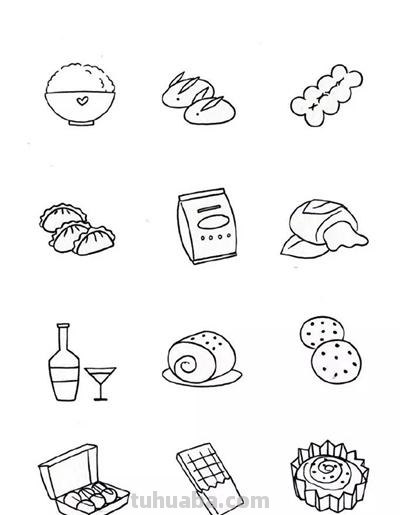 食物简笔画：谷物手帐素材大全，手帐一族必备!