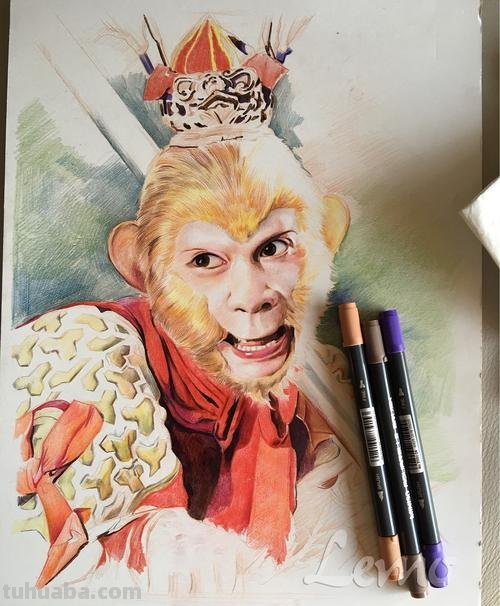 王者孙悟空怎么画彩铅画 孙悟空头颜色怎么涂?