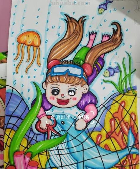 海色彩画与海彩色简笔画:二次元的海洋世界