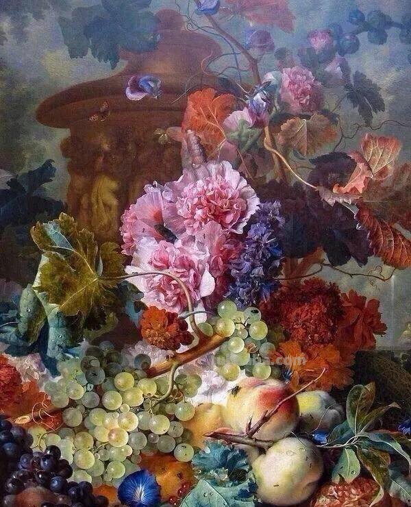 他的静物花卉油画，可以称赞为精美绝伦