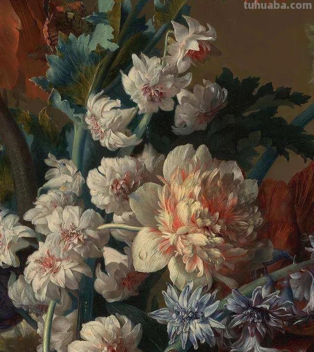 他的静物花卉油画，可以称赞为精美绝伦