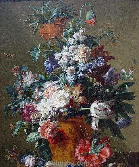 他的静物花卉油画，可以称赞为精美绝伦