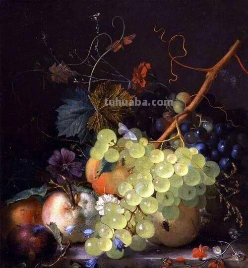 他的静物花卉油画，可以称赞为精美绝伦