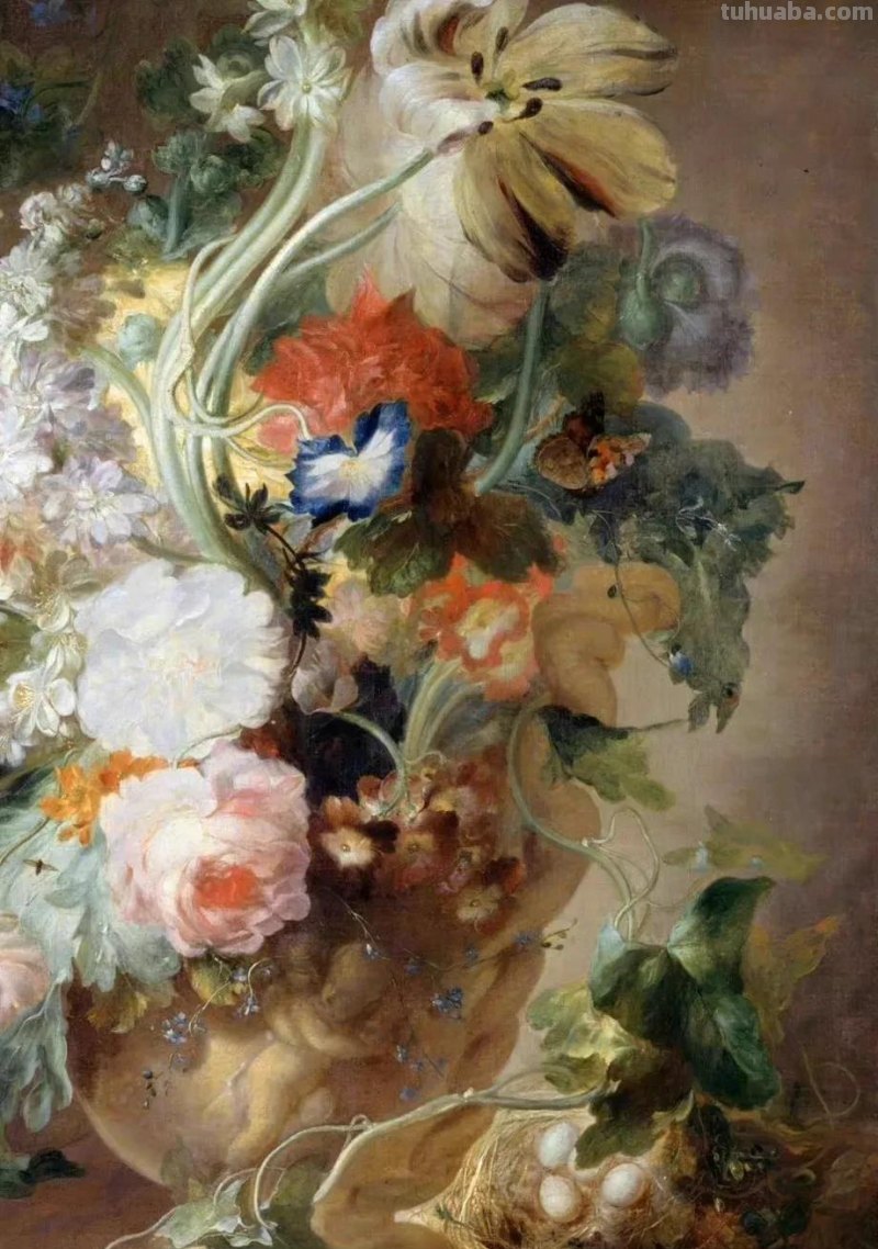他的静物花卉油画，可以称赞为精美绝伦