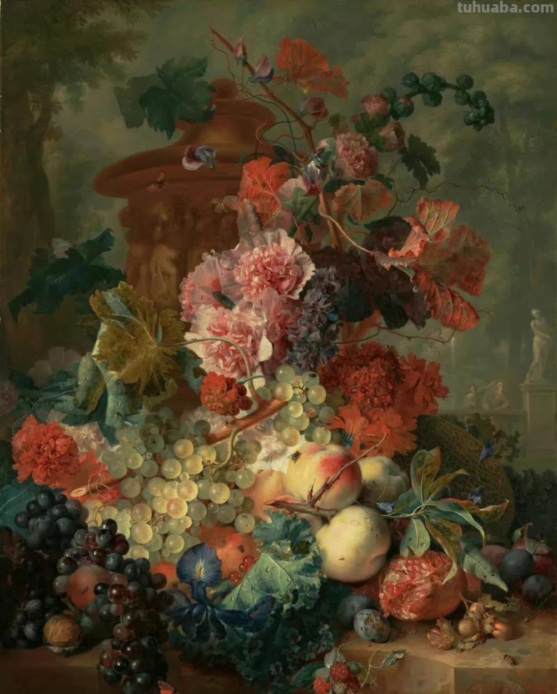 他的静物花卉油画，可以称赞为精美绝伦
