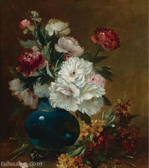 春暖花开，浪漫如诗的花卉静物︱法国画家尤金·亨利·柯乔瓦作品