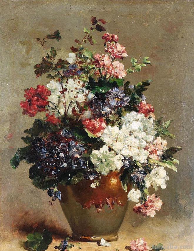 春暖花开，浪漫如诗的花卉静物︱法国画家尤金·亨利·柯乔瓦作品