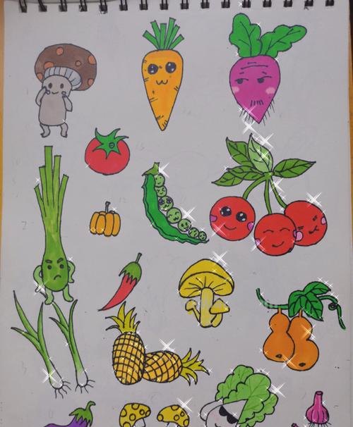 简笔画水果蔬菜教程，儿童绘画素材