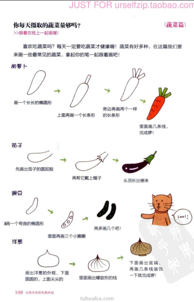 简笔画水果蔬菜教程，儿童绘画素材