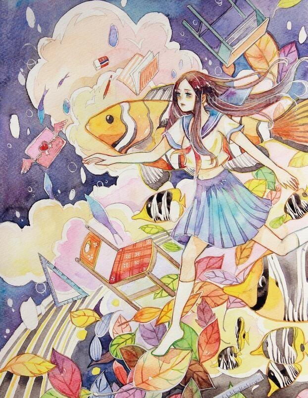 水彩不仅仅是风景画，送你1个超详细水彩动漫教程