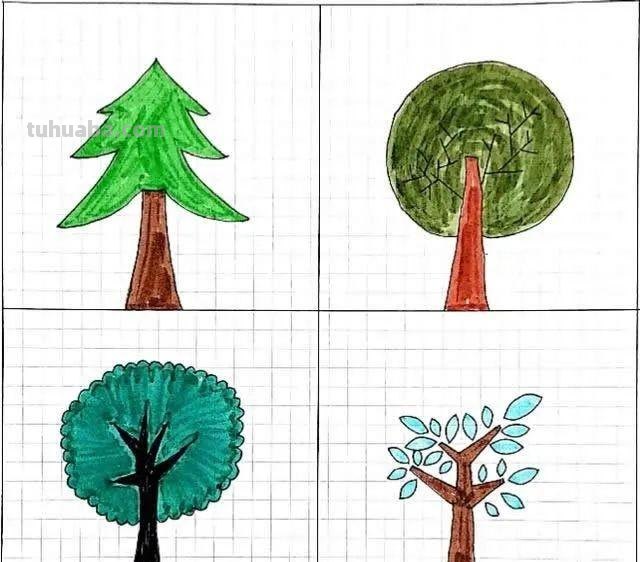 每天学一幅简笔画-32种小清新绿植简笔画图片素材大全