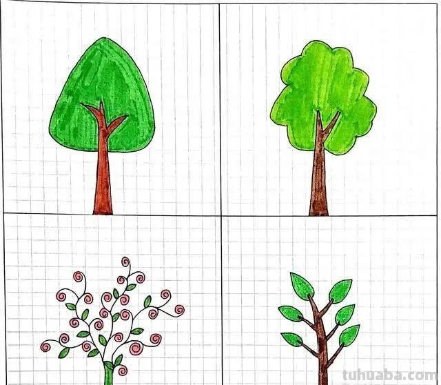 每天学一幅简笔画-32种小清新绿植简笔画图片素材大全