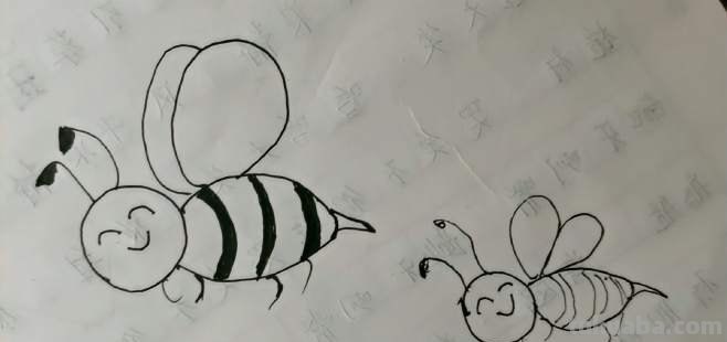 儿童简笔画教程|两只小蜜蜂呀,飞在花丛中呀