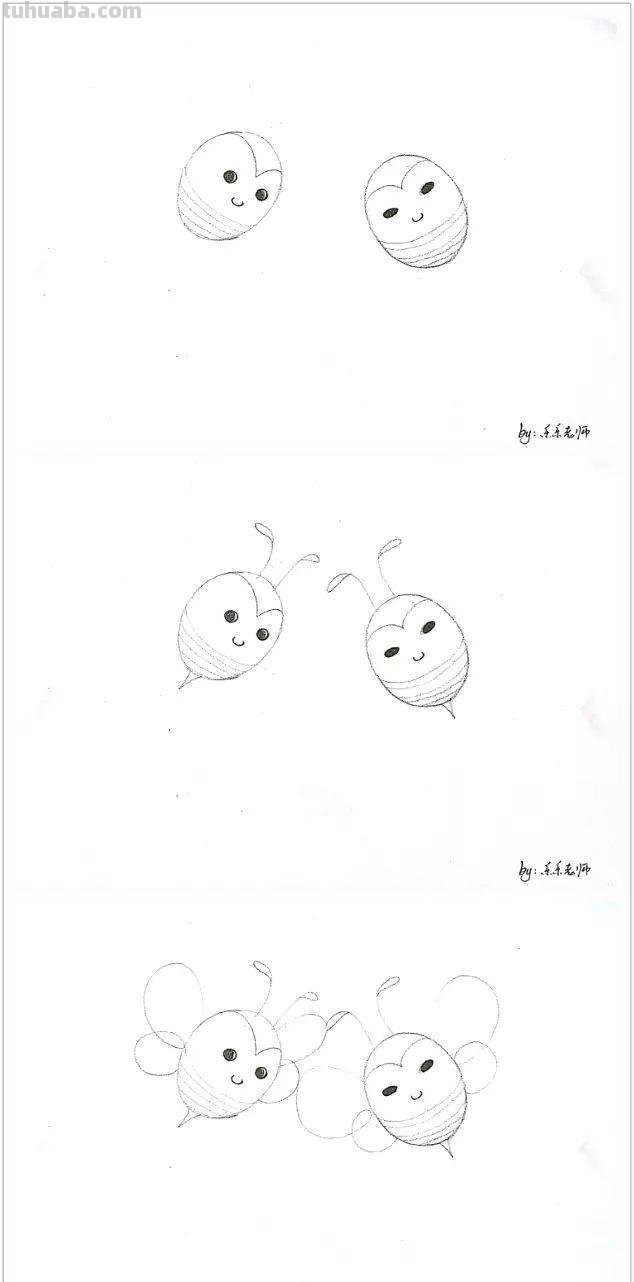 儿童简笔画教程|两只小蜜蜂呀,飞在花丛中呀 儿童简笔画教程|两只小蜜蜂呀,飞在花丛中呀