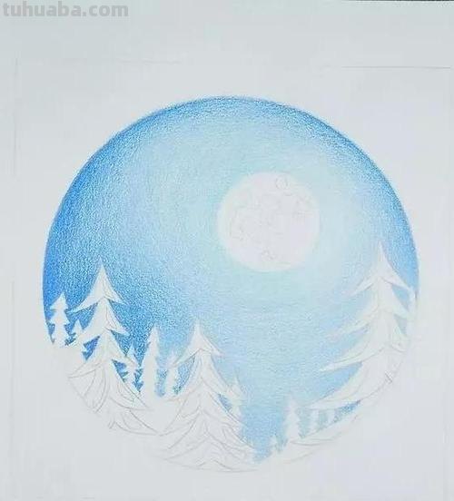 月亮升起图怎么画彩铅画 怎么用彩铅画芦苇塘和月亮?