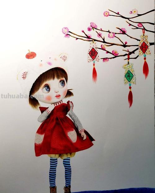 迎新年 彩铅画怎么画 2023春节绘画简单又漂亮步骤?