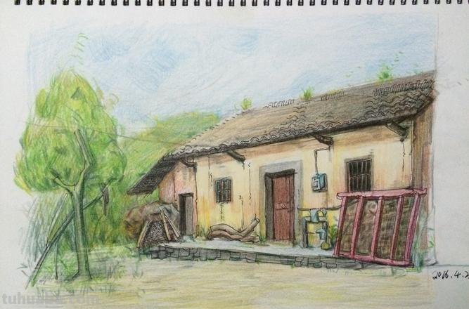 用彩铅画农村景象怎么画 乡村画画简单又漂亮?