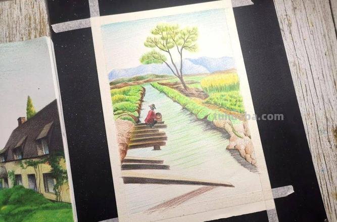 用彩铅画农村景象怎么画 乡村画画简单又漂亮?
