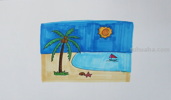 画沙滩怎么画简笔画 海边画画教程简单又漂亮？