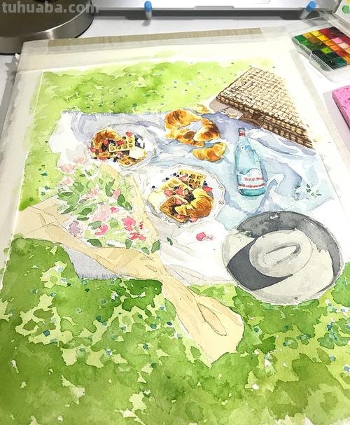 野餐主题的彩铅画怎么画 怎么使用彩铅画画?
