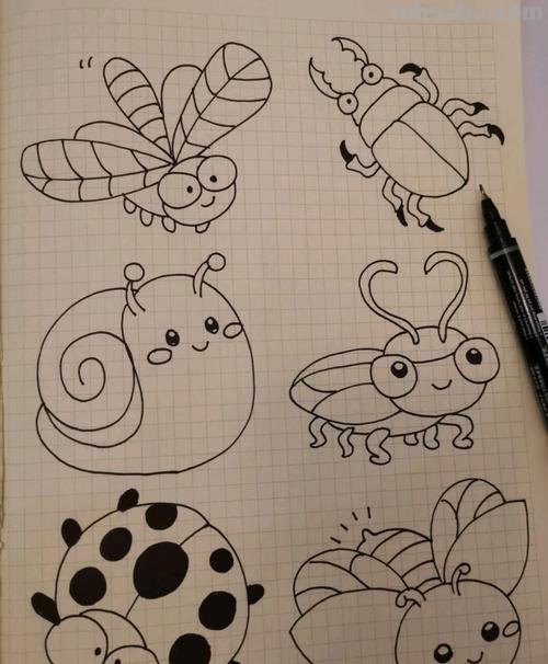 这些小昆虫这样画很可爱吧