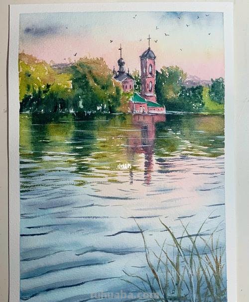 【手把手教你画出风景色彩湖面】- 涂画吧小编教你如何画出逼真的风景色彩湖面