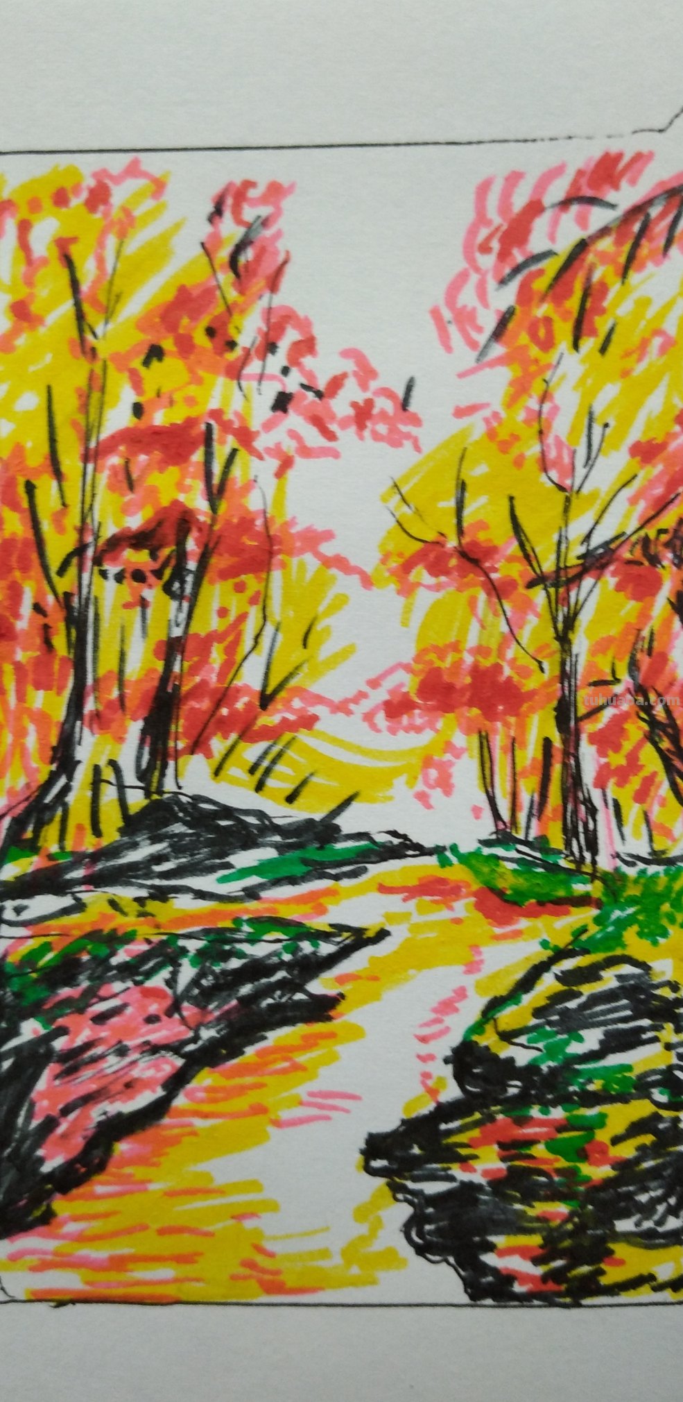 秋天怎么画图片简笔画 画秋天景色的画？