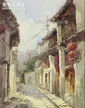 用色彩描绘自然风景与房屋的画法