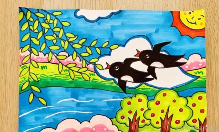 春天的简笔画怎么画 儿童简笔画:美丽春天的画法？
