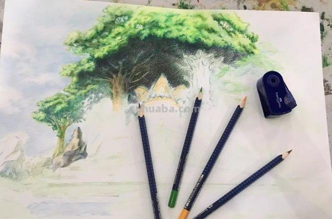 怎么画用彩铅画的树木 很茂密的树怎么用彩铅画?