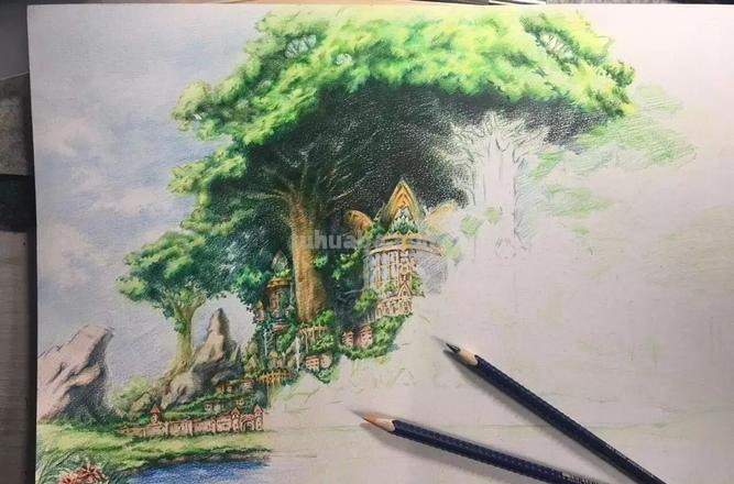 怎么画用彩铅画的树木 很茂密的树怎么用彩铅画?
