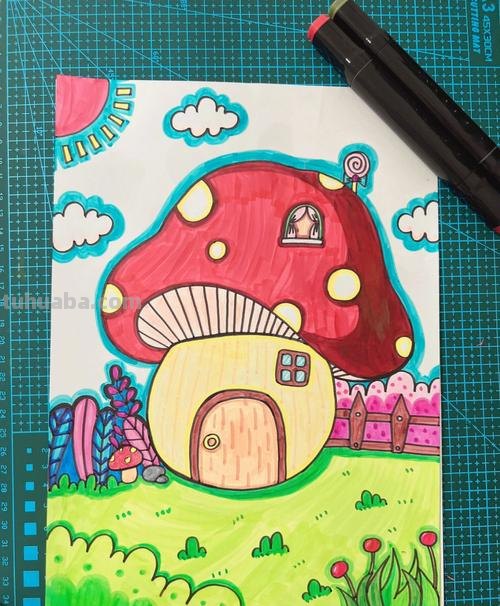 蘑菇房子怎么画简笔画 儿童彩色画《漂亮的蘑菇房子》作画步骤?