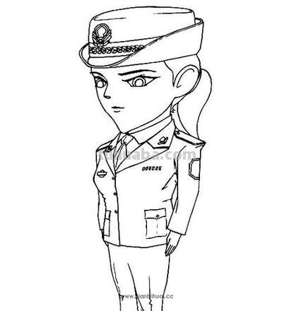 简笔画的警察怎么画 漫画人物美女警察的画法?